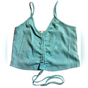 NWOT POL Teal Ribbed Crop Top Size Small